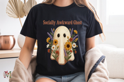 Socially Awkward Ghost PNG, Floral Halloween Sublimation Product Image 8
