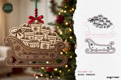 Santa Sleigh Ornament Laser Cut | Glowforge | SVG Product Image 2
