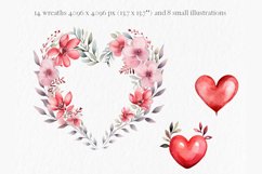 Valentines wreath watercolor hearts Product Image 6