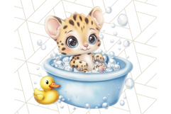 Safari Animal Babies in Bubble Baths, Cute Jungle Animal PNG Product Image 5