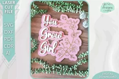 You Grow Girls Nursery Sign Glowforge laser cut Product Image 1