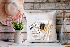 Luxury Hair Salon Sublimation PNG White &amp; Gold Beauty Tools Product Image 6
