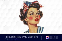 Retro American Mom Watercolor Clipart Product Image 1
