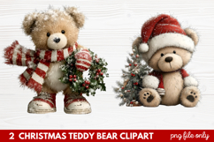 2 Christmas Teddy Bear Clipart | Cute Holiday Bear PNG Illus Product Image 1