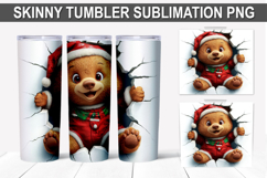 Christmas Bear Tumbler Wrap PNG - Festive Bear Design Product Image 1