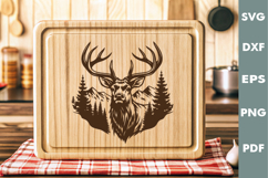 Vintage Deer Design, Cutting board laser SVG, Cricut Product Image 1