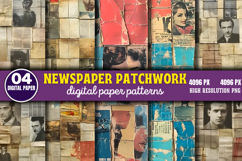 Newspaper Patchwork Collage Junk Journal PNG Product Image 1