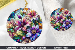 Flower Stained Glass Ornament PNG, Digital Download File Product Image 1