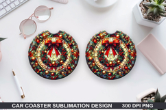 Christmas Car Coaster Sublimation| Christmas Coaster PNG Product Image 1