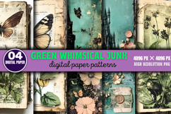 Green Whimsical Junk Journal Paper Bundle PNG Product Image 9