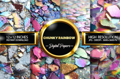 Chunky Rainbow Digital Papers - 04 variations Product Image 1