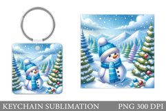 Cute Snowman Keychain Design. Christmas Keychain Sublimation Product Image 1
