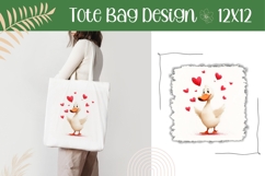 Cartoon Duck Illustration, Love Tote Bag Sublimation Product Image 1