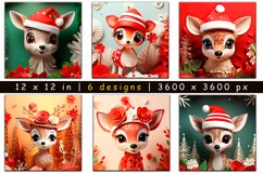 Christmas Deer Digital Paper, 3D Deer sublimation Product Image 1