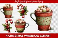 4 Whimsical Christmas Clipart featuring cute holiday charact Product Image 1