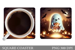Cute Ghost Coaster Design. Halloween Sublimation Product Image 1