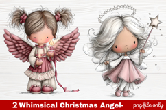2 Whimsical Christmas Angel Clipart | Cute Holiday Angel PNG Product Image 1