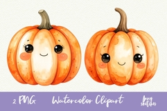 Kawaii Pumpkin PNG Halloween Ghost Cafe Clipart Sublimation Product Image 1