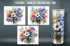 Watercolor Flowers Tumbler Wrap Sublimation Designs |PNG Product Image 1