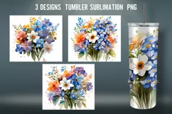 Watercolor Flowers Tumbler Wrap Sublimation Designs |PNG Product Image 1