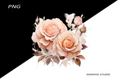 Rose gold Flowers PNG, Watercolor Rose Bouquet Product Image 1
