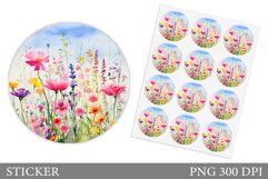Wildflowers Sticker Design. Flowers Summer Sticker Template Product Image 1