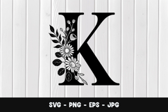 Botanical Letter K Monogram SVG, PNG Product Image 1
