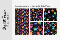 Dog Paw Digital Paper Seamless Scrapbook Paper Product Image 3