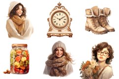 Antique Cozy Winter Clipart Bundle, Set of 23 Png Bundle Product Image 3