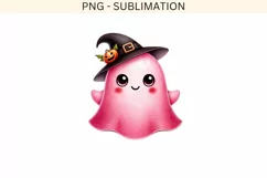 Cute Pink Ghost PNG, Funny Halloween Ghost Design for TShirt Product Image 4