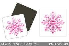 Pink Snowflake Magnet. Watercolor Snowflake Magnet Product Image 1