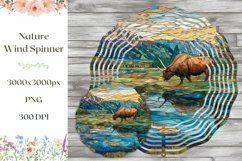 Stained Glass Nature Wind Spinner PNG, Animals Wind Spinner Product Image 1