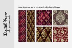 Burgundy Digital Papers | Floral Digital paper Product Image 2