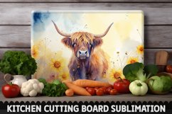 Highland Cow With Sunflowers Cutting Board Product Image 1