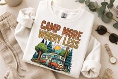 Camp More Worry Less PNG, Vintage Camper Sublimation Design Product Image 9