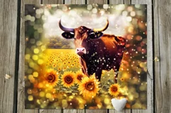 Cow & sunflowers | 9 Skinny tumbler Sublimation designs, JPG Product Image 9