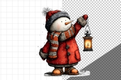 Watercolor Snowman Clipart, Whimsical, Product Image 2