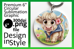 Lovely Keychain Round Design PNG , Cute Cow Product Image 1