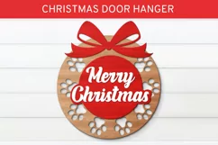 Merry Christmas Door Hanger SVG, Pet Christmas Svg Product Image 1