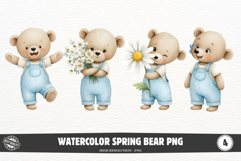 Watercolor Spring Bear PNG Product Image 1
