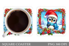 Christmas Penguin Coaster. Cute Penguin Sublimation Product Image 1