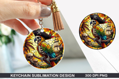 Parrot Keychain Sublimation - Halloween Keychain PNG Design Product Image 1