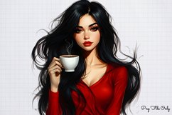 Coffee Shop Girls Clipart PNG Product Image 1