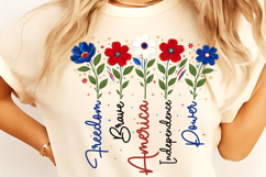 Boho Floral USA T-shirt Design, Floral America PNG, USA PNG Product Image 4