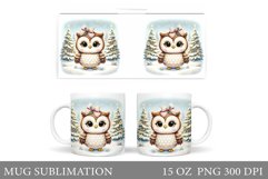 Christmas Owl Mug Design. Christmas Mug Sublimation Product Image 1