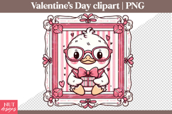 Valentines day clipart Preppy Valentine Duck sublimation Product Image 1