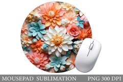 Flowers Mouse Pad Design. 3D Flowers Mouse Pad Sublimation Product Image 1
