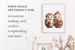 Cute Christmas Hedgehog Clipart, Hedgehog sublimation Product Image 3