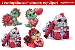 Peeking Dinosaur Valentines Day Clipart PNG Product Image 1