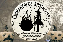 Enchantress Apothecary | Round Halloween Svg | Door Hanger Product Image 1